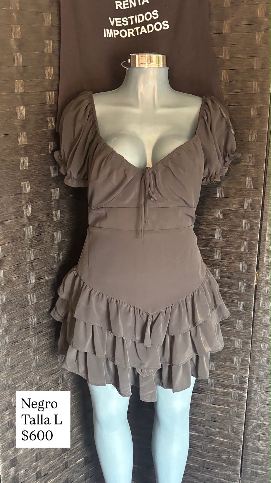 Vestido Café con Olanes — vestido importado